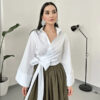 Blouse With Wide Bow Belt