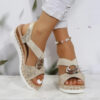 Women Sandal Breathable Arch Support Wedge Slip On Vintage Summer