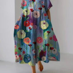 Women's Loose Dress with Oil Painting Art Pattern