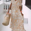 Long Dress With Short Sleeves and Print