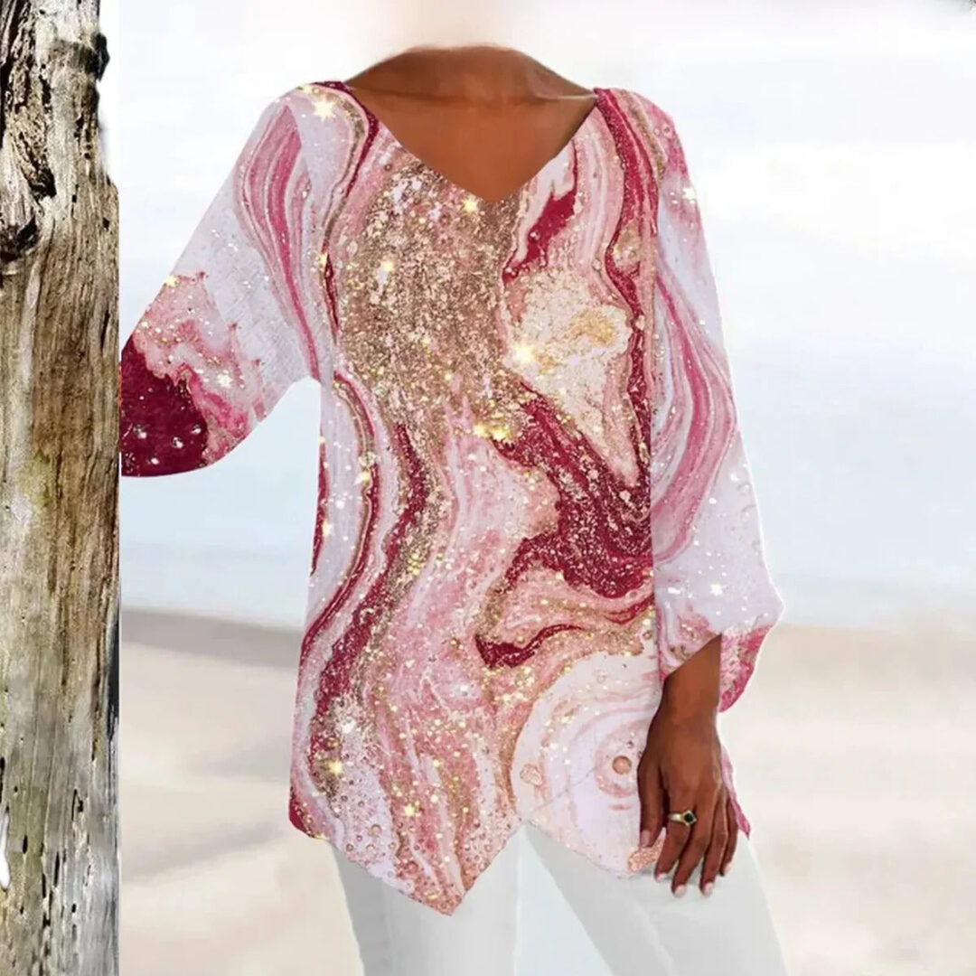 Women's vintage V-neck top with elegant fit - Image 3