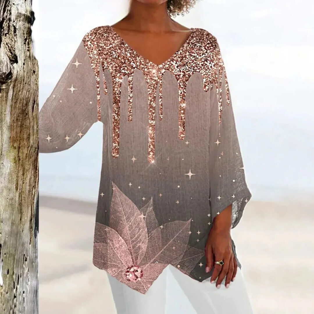 Women's vintage V-neck top with elegant fit - Image 5