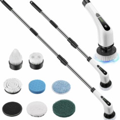 Alternative view of Electric Spin Power Scrubber Cordless Cleaning Brush Long Handle 7 Heads