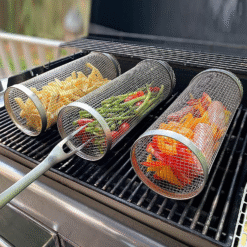 Alternative view of Stainless Steel Rolling BBQ Grill Basket