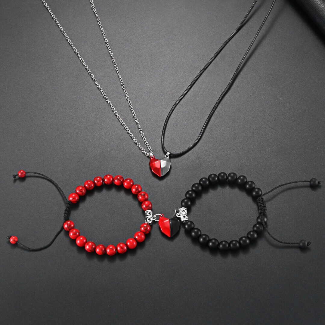 Valentine's Magnetic Heart Couple's Necklace And Bracelet Gift Set - Image 6